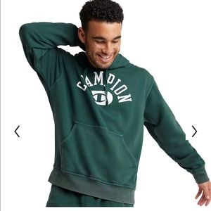 Green Medium Champion Solar Wash Fleece Hoodie
